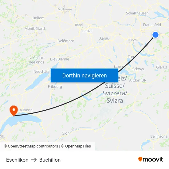 Eschlikon to Buchillon map