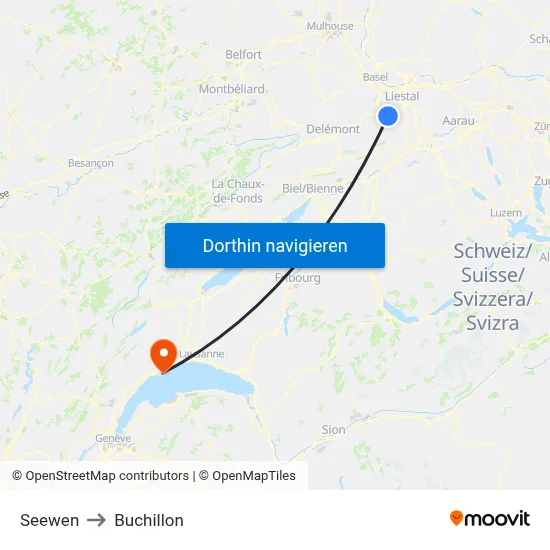 Seewen to Buchillon map