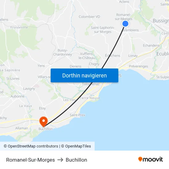 Romanel-Sur-Morges to Buchillon map