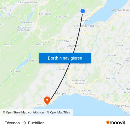 Tévenon to Buchillon map