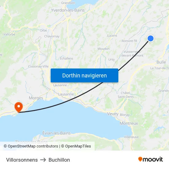 Villorsonnens to Buchillon map