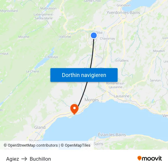 Agiez to Buchillon map