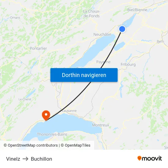 Vinelz to Buchillon map