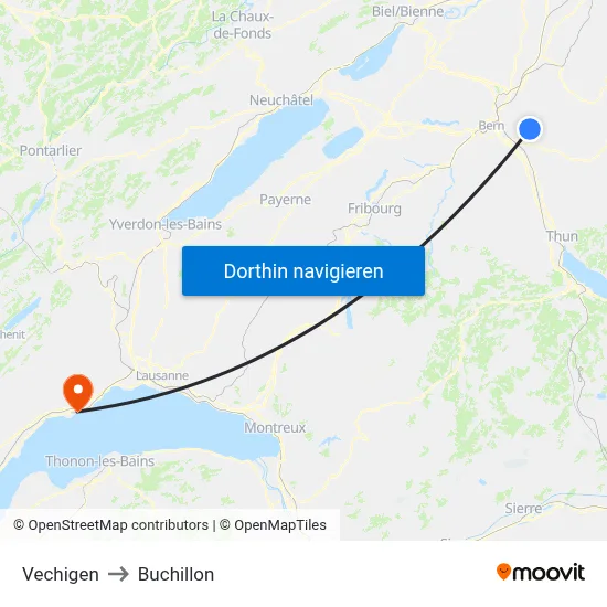 Vechigen to Buchillon map