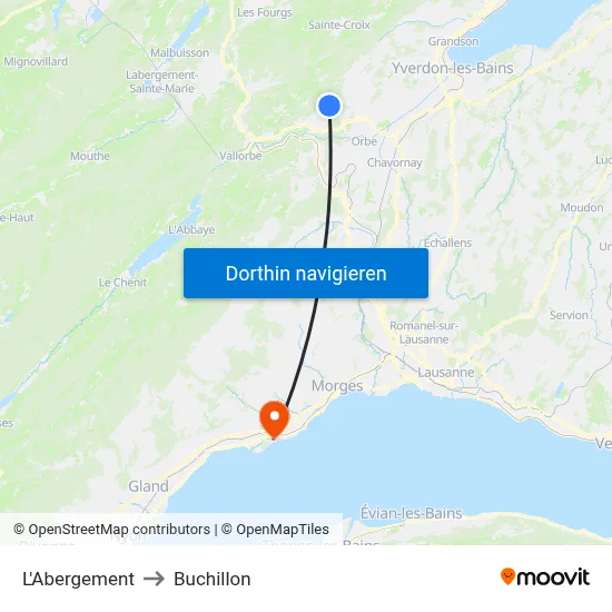 L'Abergement to Buchillon map