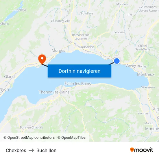 Chexbres to Buchillon map