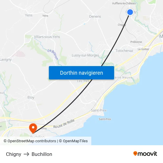 Chigny to Buchillon map