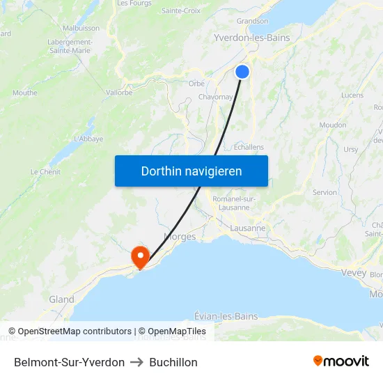 Belmont-Sur-Yverdon to Buchillon map