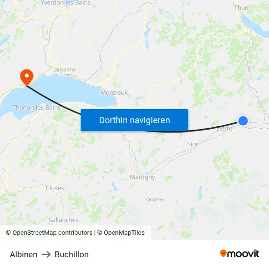 Albinen to Buchillon map