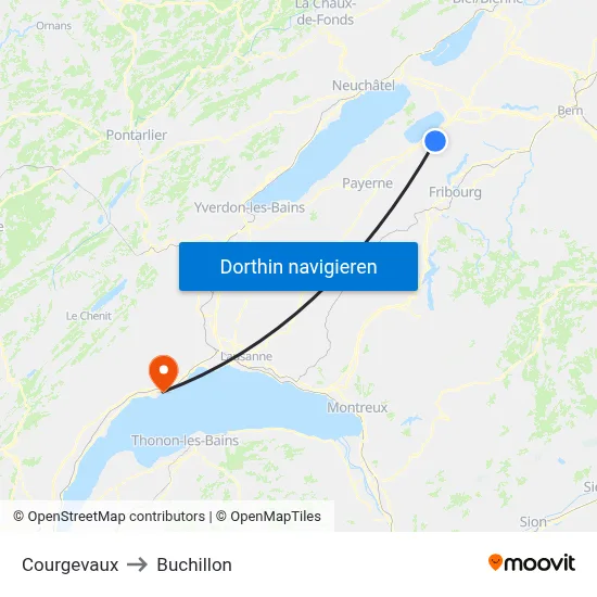 Courgevaux to Buchillon map