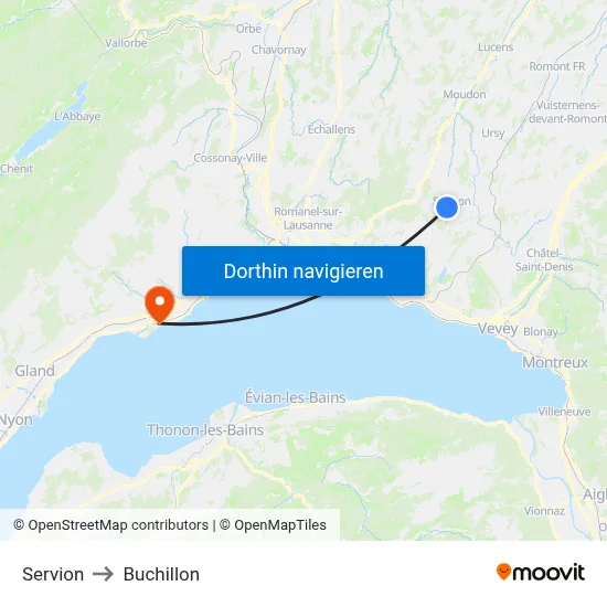 Servion to Buchillon map