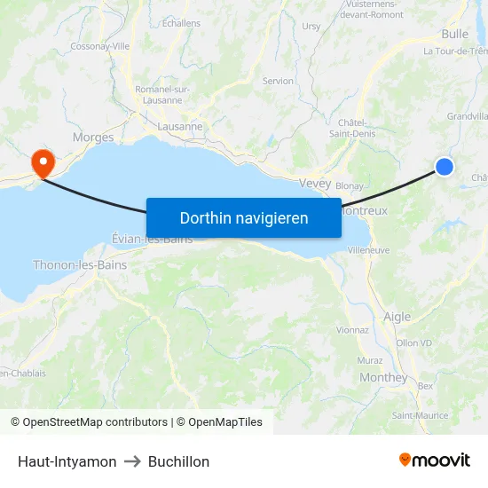 Haut-Intyamon to Buchillon map