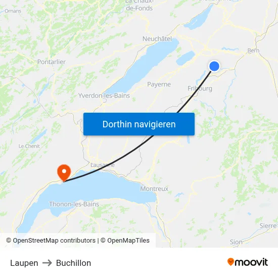 Laupen to Buchillon map