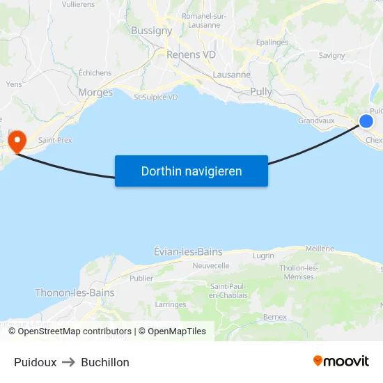 Puidoux to Buchillon map