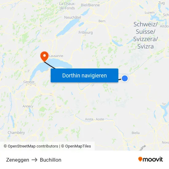 Zeneggen to Buchillon map
