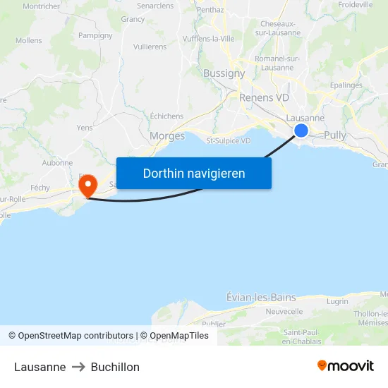 Lausanne to Buchillon map
