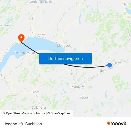 Icogne to Buchillon map