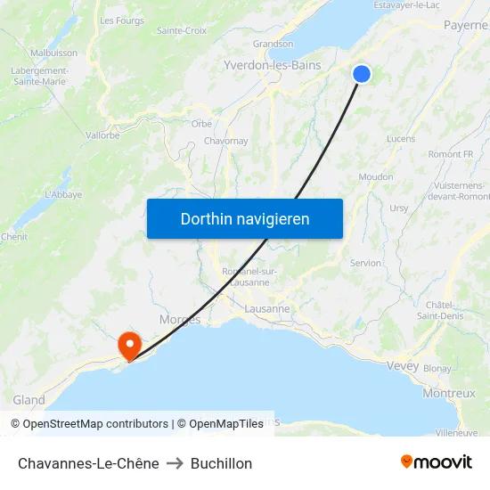 Chavannes-Le-Chêne to Buchillon map