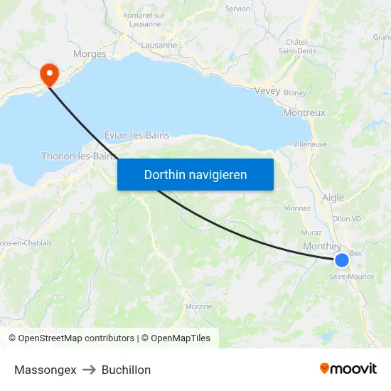 Massongex to Buchillon map