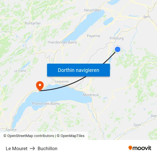 Le Mouret to Buchillon map