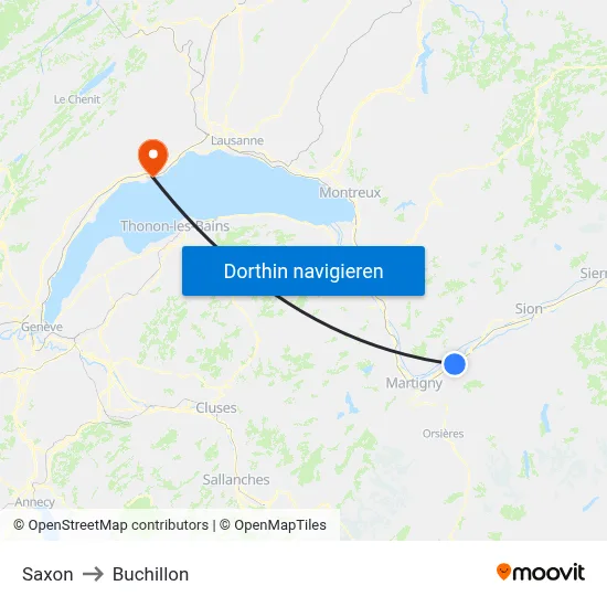 Saxon to Buchillon map