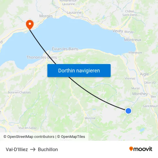 Val-D'Illiez to Buchillon map