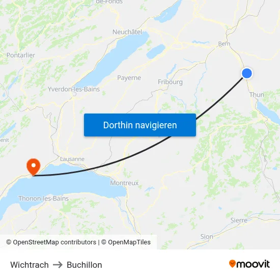 Wichtrach to Buchillon map