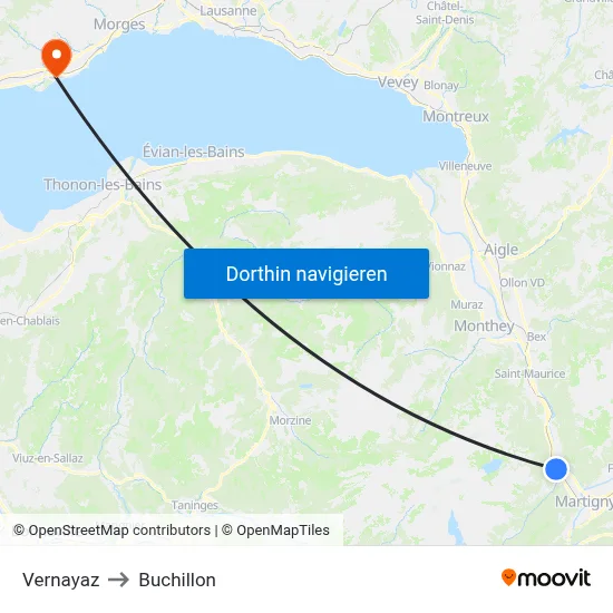 Vernayaz to Buchillon map