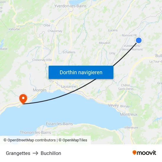Grangettes to Buchillon map
