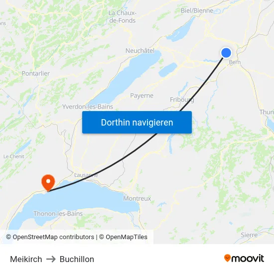 Meikirch to Buchillon map