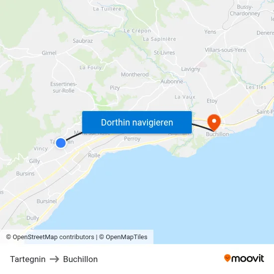 Tartegnin to Buchillon map