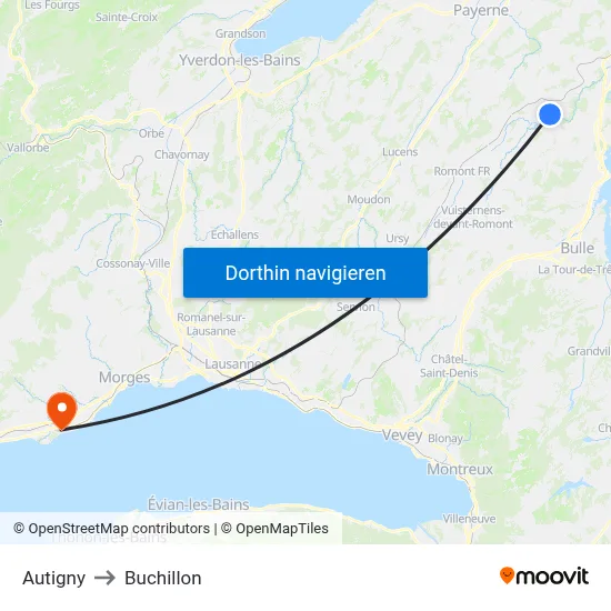 Autigny to Buchillon map