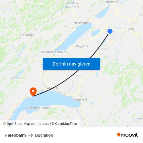 Ferenbalm to Buchillon map