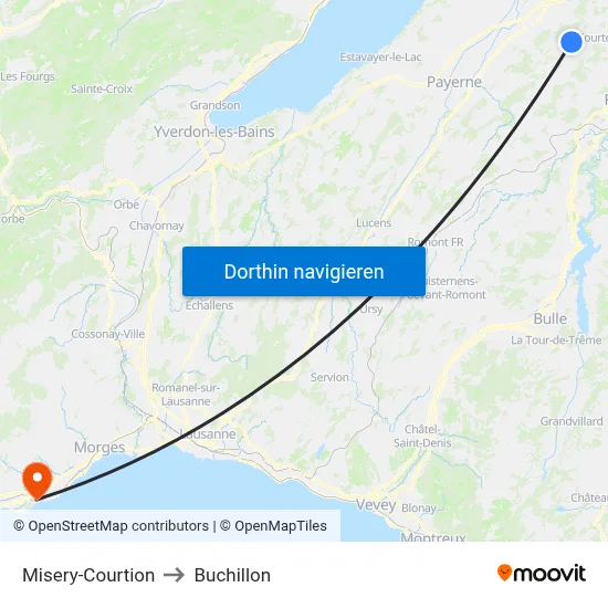 Misery-Courtion to Buchillon map