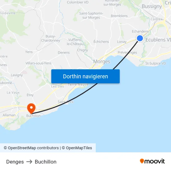 Denges to Buchillon map
