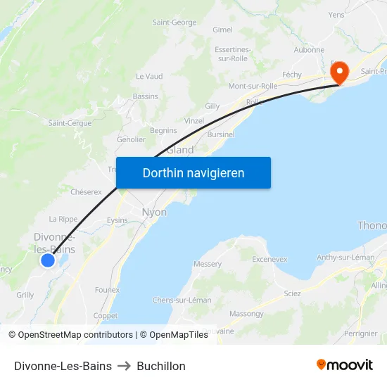Divonne-Les-Bains to Buchillon map