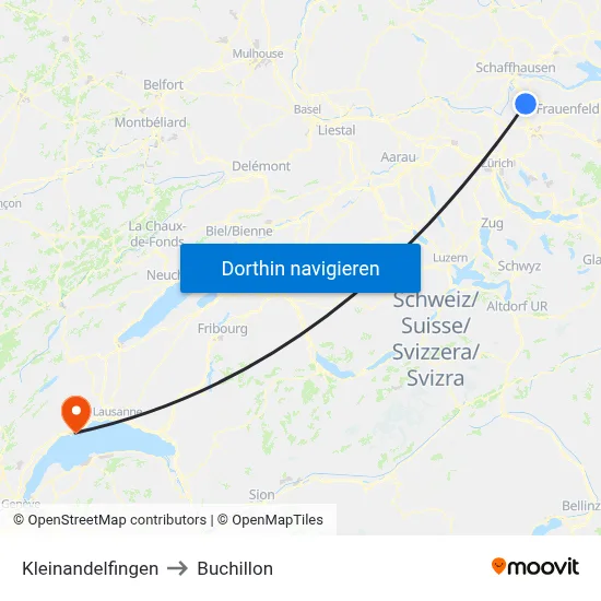 Kleinandelfingen to Buchillon map
