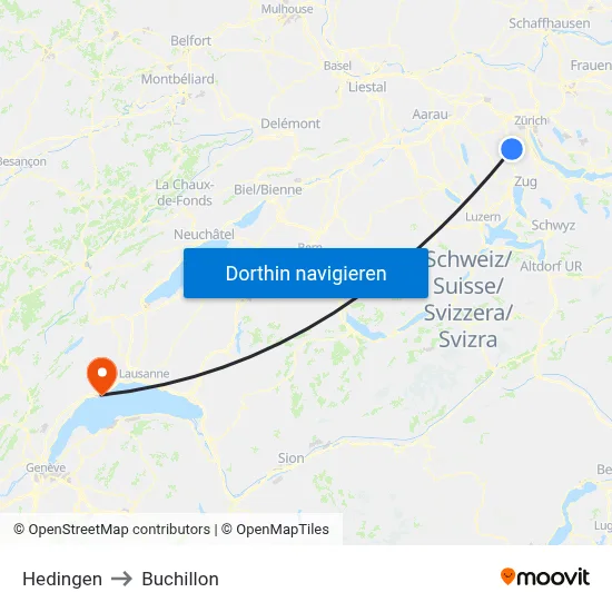 Hedingen to Buchillon map