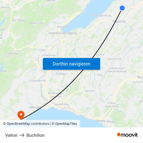 Vallon to Buchillon map