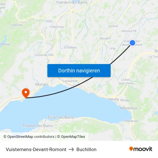 Vuisternens-Devant-Romont to Buchillon map