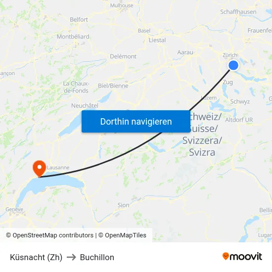 Küsnacht (Zh) to Buchillon map