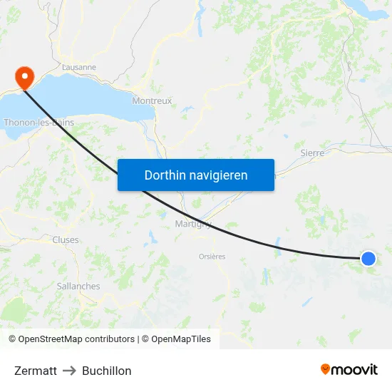 Zermatt to Buchillon map