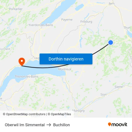 Oberwil Im Simmental to Buchillon map