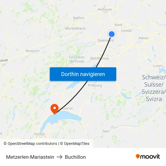 Metzerlen-Mariastein to Buchillon map