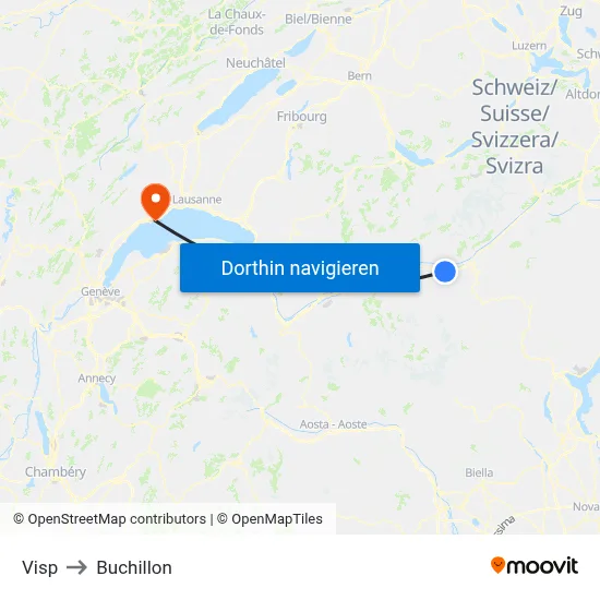 Visp to Buchillon map