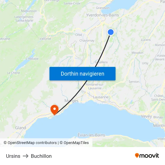 Ursins to Buchillon map
