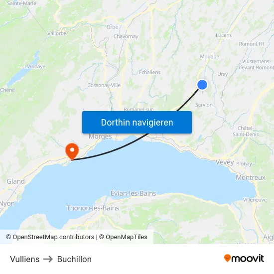 Vulliens to Buchillon map