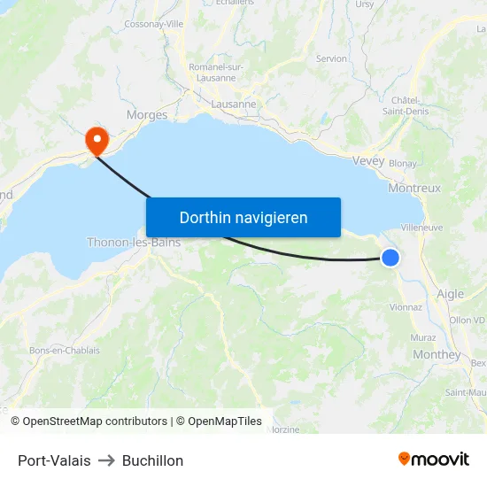 Port-Valais to Buchillon map