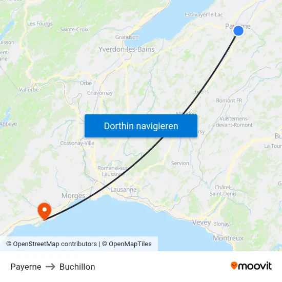 Payerne to Buchillon map