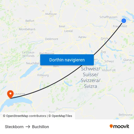 Steckborn to Buchillon map